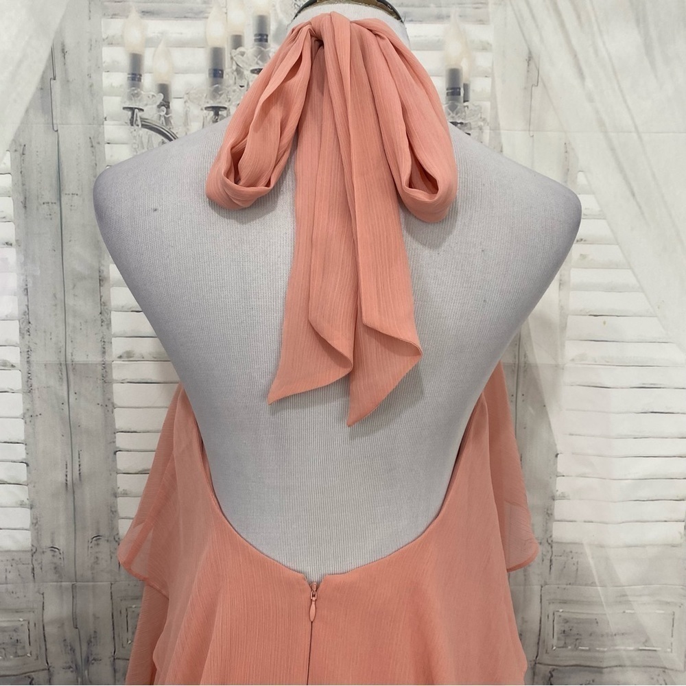 Antonio Melani Mariella Crinkled Chiffon Halter Neck Sleeveless Maxi Dress Pink - Picture 13 of 14